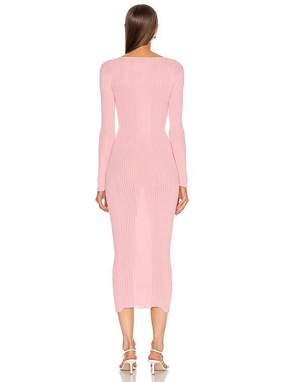 self-portrait Fine Knit Midi Dress in Pink | FWRD