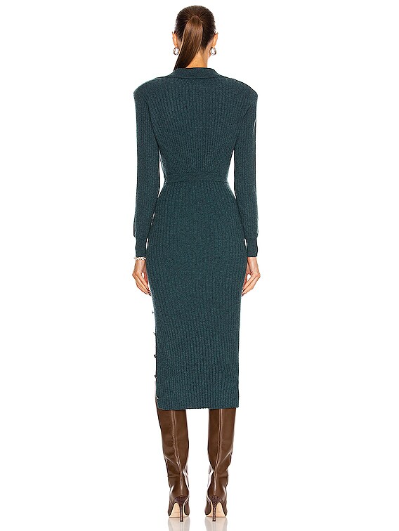 dark green ribbed dress Vintage Alaïa Fall 1990 Forest Green Ribbed Knit Scoop-Neck Dress – Cafe  Society Archive main image 0
