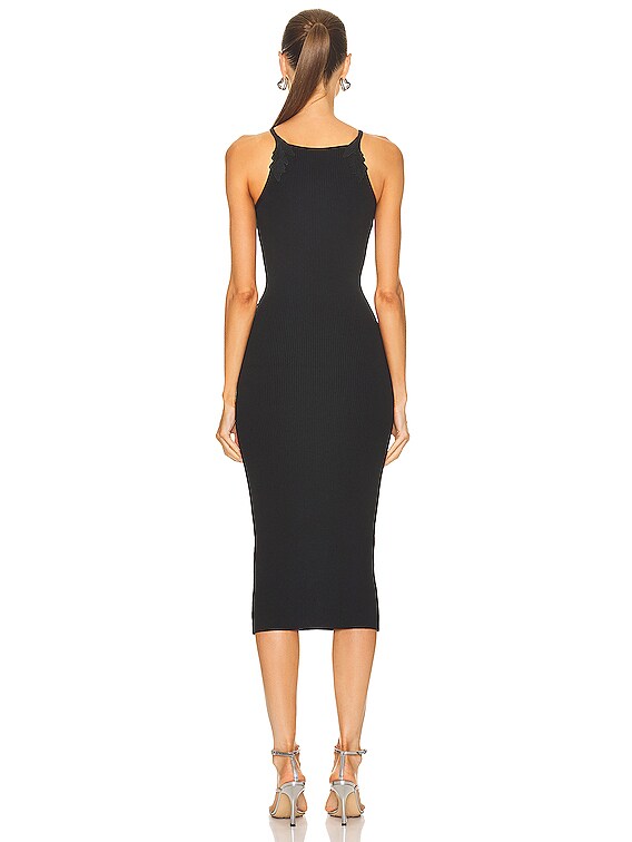ワンピース SelfPortrait LACE INSERT KNIT MIDI DRESS self-portrait Lace Insert Knit Midi Dress in Black | FWRD