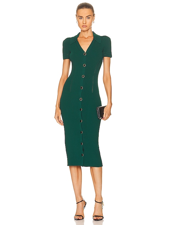 Green ribbed knitted midi dress with viscose, art- 12103, 【MustHave  ❤️】price - 2999 ₴