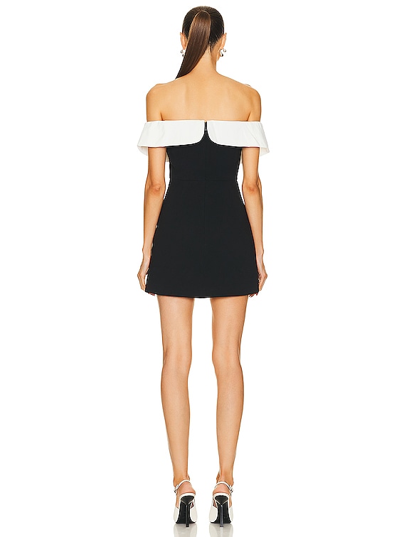 black crepe bow mini dress self-portrait Crepe Bow Mini Dress in Black