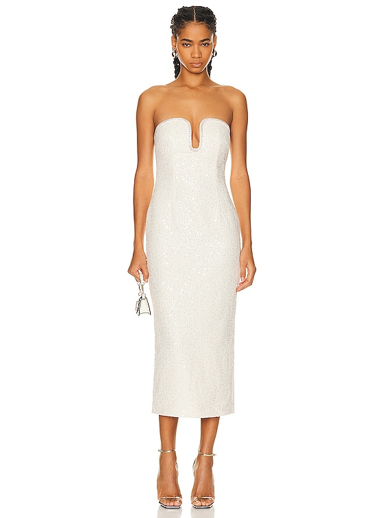 Dion White Strapless Midi Dress – Beginning Boutique US