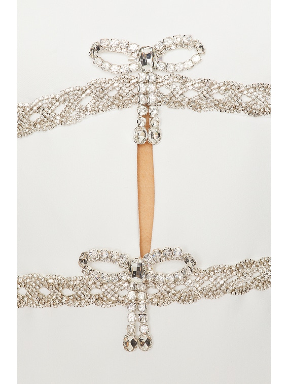 self-portrait Diamante Bow Trim Mini Dress in White | FWRD