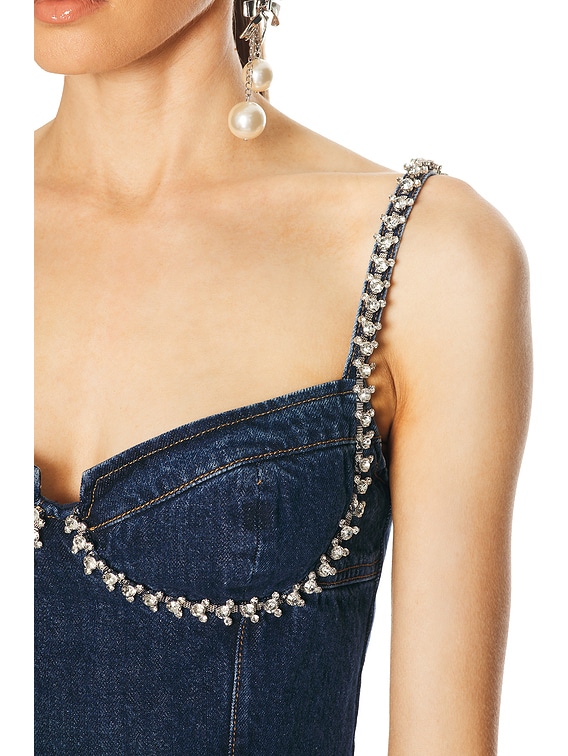 self-portrait Diamante Denim Mini Dress in Blue | FWRD