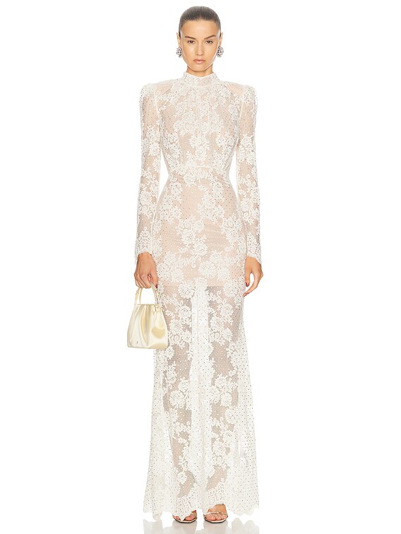 ワンピース SELF PORTRAIT Self-portrait Dresses White (AW25203XW WHITE) White Chiffon Flower Maxi Dress – self-portrait-US