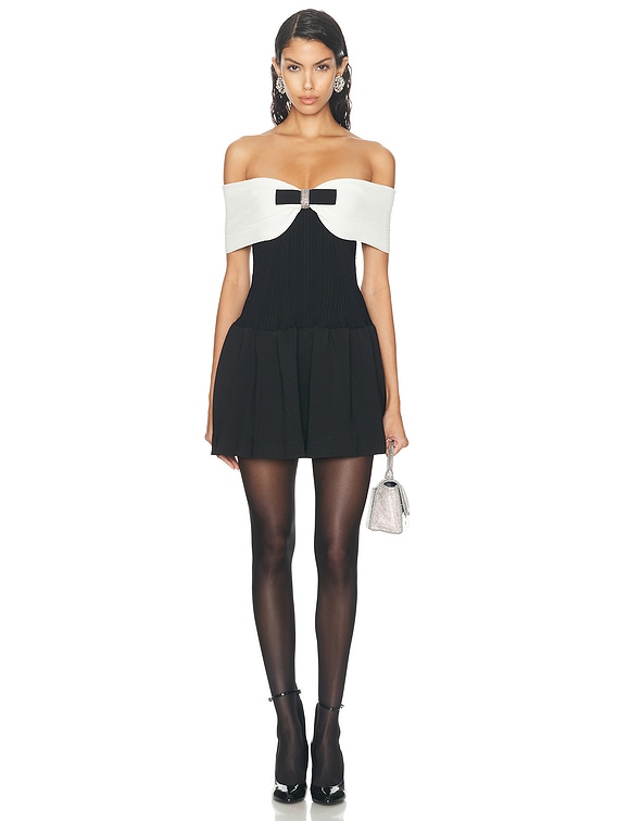 Self-Portrait エレガント Black Knit Bow ミニドレス self-portrait Knit Bow Mini Dress in Black | FWRD