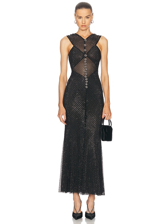 【送料&関税込】self-portrait Rhinestone-studded Fishnet Kni Red Rhinestone Fishnet Midi Dress – self-portrait-US