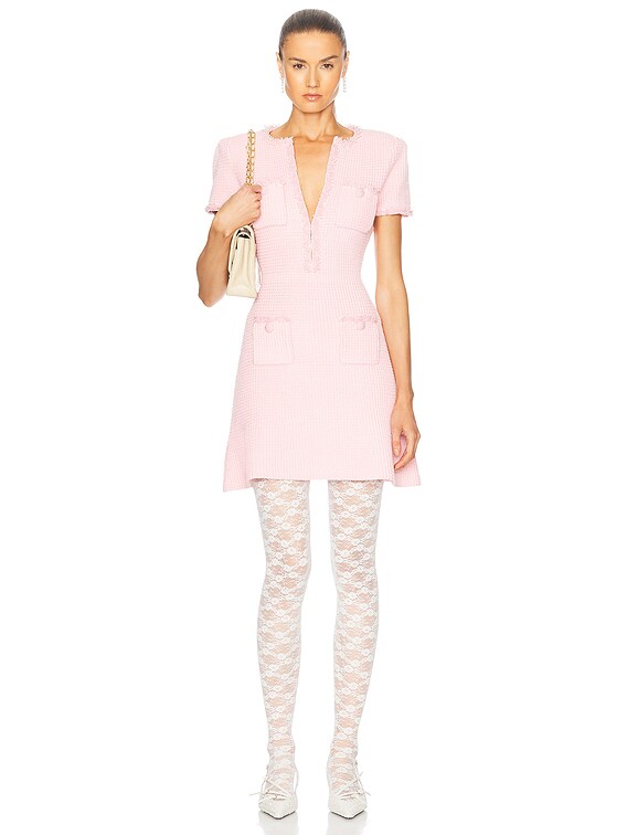 【関税&送料込】Self-Portrait Textured Knit Mini Dress self-portrait Textured Knit Mini Dress in Pink | FWRD