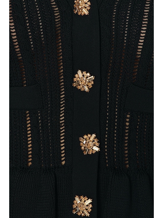 self-portrait Knit Peplum Midi Dress in Black | FWRD