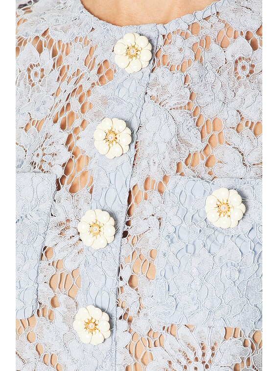 self-portrait Fine Lace Mini Dress in Blue | FWRD