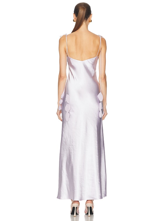 self-portrait Satin Flower Maxi Dress in Lilac | FWRD