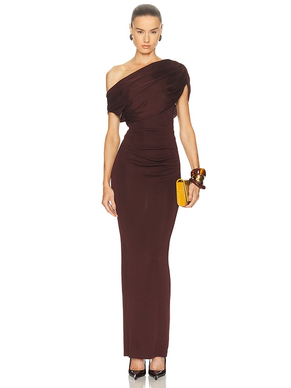 brown light dress Ida stretch rib knit midi dress main image 0