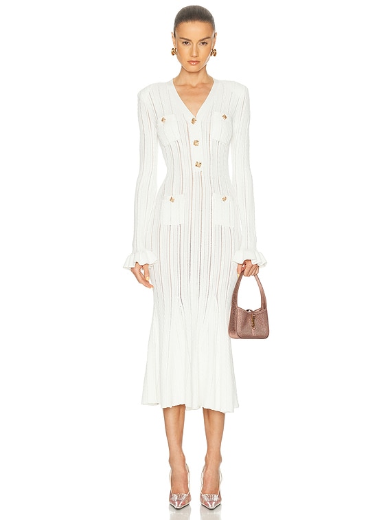 knee length dresses for ladies Tayleen Stretch Pointelle Midi Dress