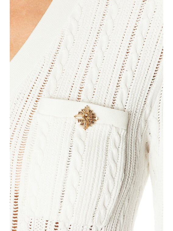 self-portrait Pointelle Knit Midi Dress in White | FWRD
