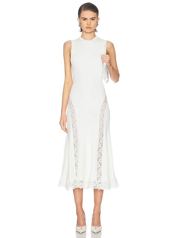 Knit Lace Insert Midi Dress
