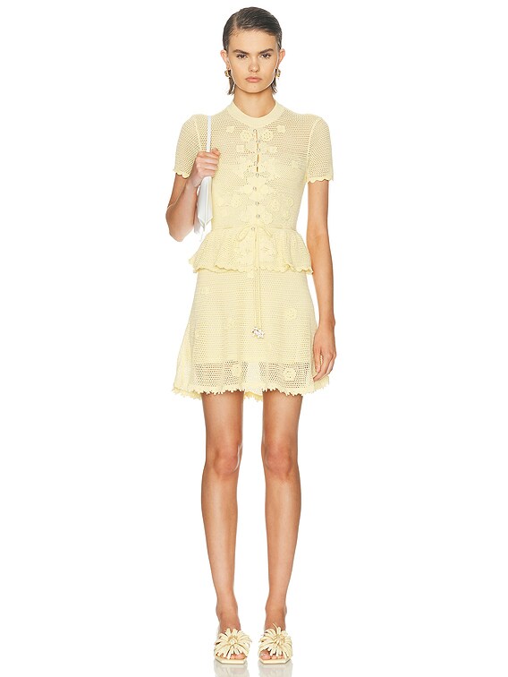 self-portrait Floral Crochet Mini Dress in Yellow | FWRD self-portrait Floral Crochet Mini Dress in Yellow | FWRD