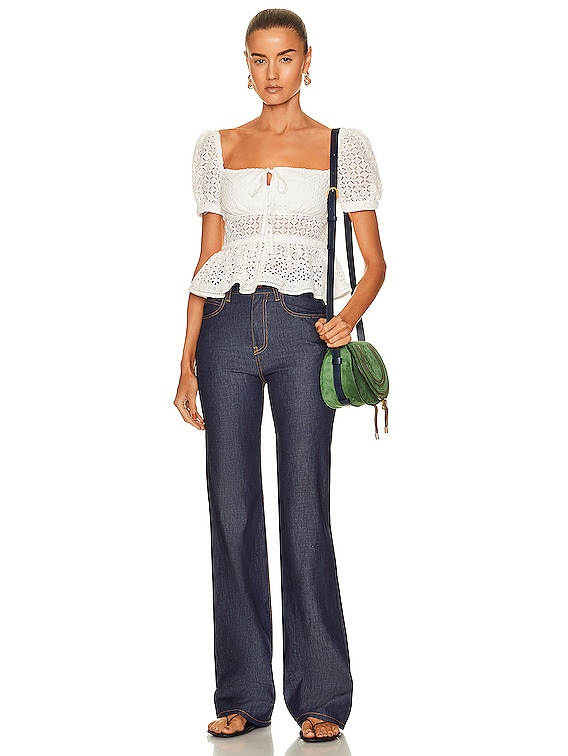 white broderie peplum top