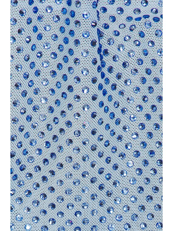 self-portrait Rhinestone Mesh Top in Light Blue | FWRD self-portrait Rhinestone Mesh Top in Light Blue | FWRD