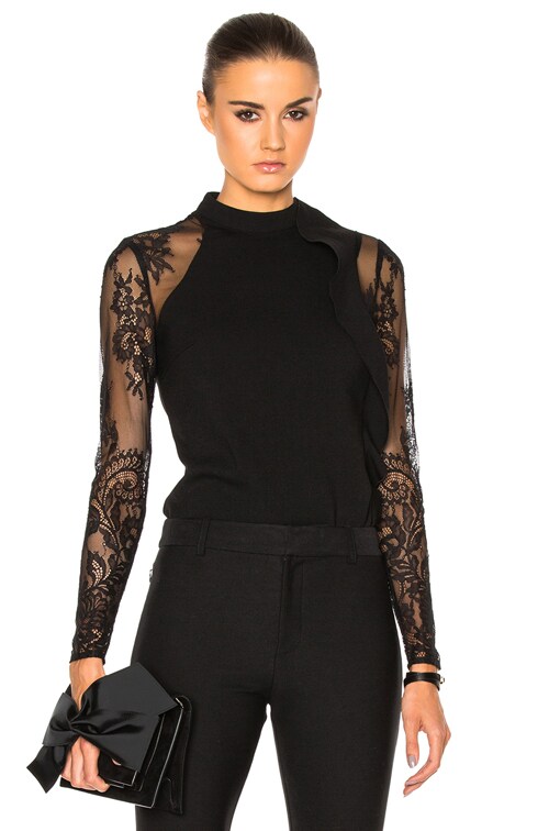 self portrait Ophelia Blouse in Black FWRD