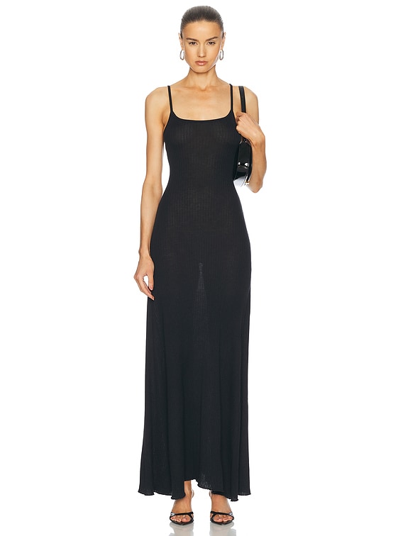 SPRWMN Cashmere Rib Maxi Dress in Black | FWRD