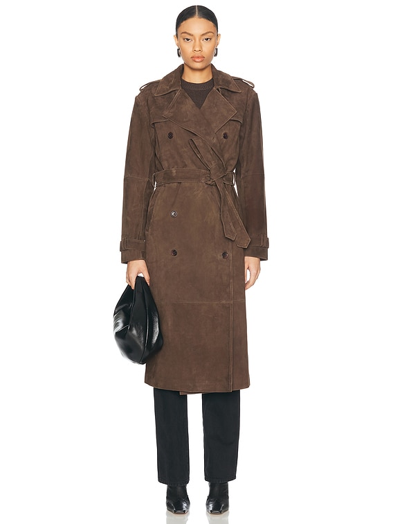 SPRWMN Suede Trench Coat in Americano | FWRD