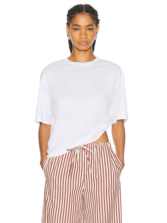 SPRWMN Oversized Cropped Boxy Tee in White | FWRD