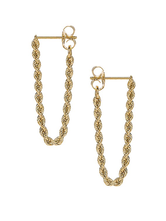 Stone and Strand Gold Front to Back Chain Earring
