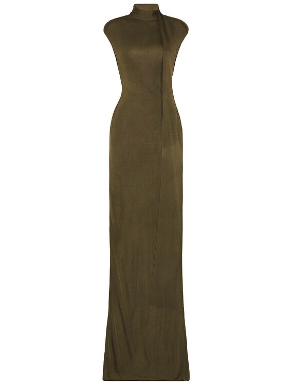 SRG Dianne Scarf Wrap Gown in Pine Green | FWRD