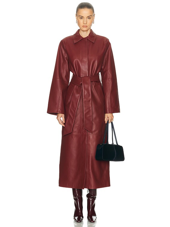 SRG Reggie Leather Coat in Scarlet | FWRD