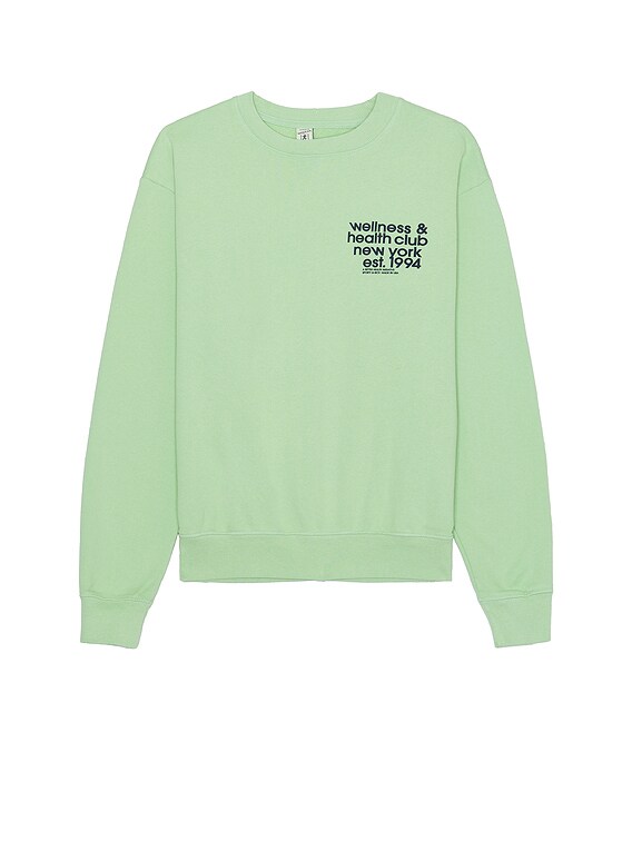 Sporty&Rich| (USA Health Club Crewneck - Thyme/Navy (WS Sporty & Rich USA Health Club Crewneck in Thyme | FWRD