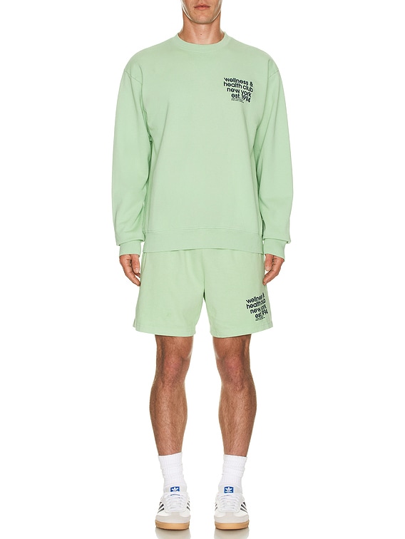 Sporty&Rich| (USA Health Club Crewneck - Thyme/Navy (WS Sporty & Rich USA Health Club Crewneck in Thyme | FWRD