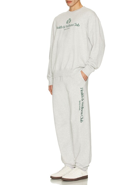 Sporty & Rich H&W Crest Sweatpant in Heather Grey | FWRD