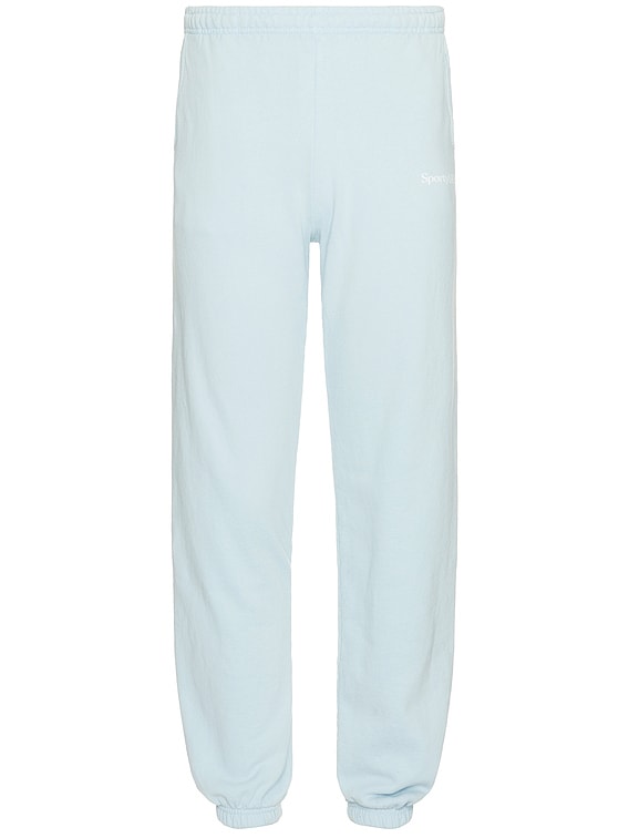 Sporty & Rich Serif Logo Sweatpants in Baby Blue & White | FWRD 
