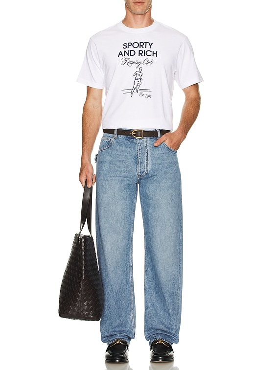 Sporty&Rich｜ (Running Man T-Shirt - White/Navy (TO042S4 Running Man T-Shirt - White/Navy – Sporty & Rich