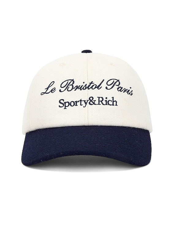 Sporty & Rich X Le Bristol Paris Faubourg Wool Hat in White Navy