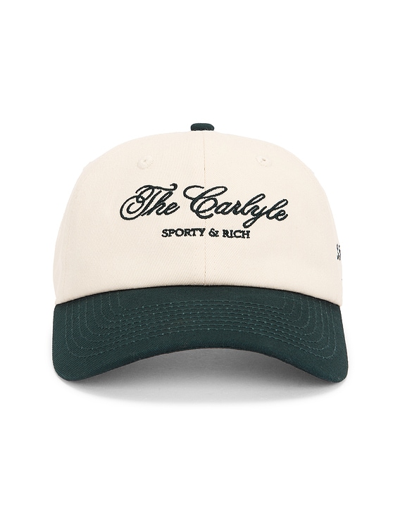 Sporty&Rich｜ (Carlyle Embroidered Hat - Almond/Navy (AC Carlyle Hat - Almond/Navy – Sporty & Rich