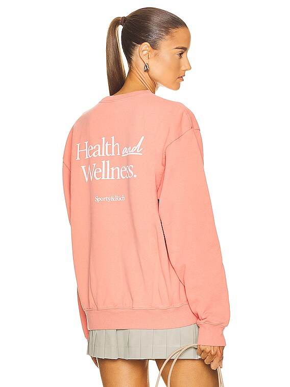 Sporty & Rich New Health Crewneck Sweatshirt in Flamingo & White