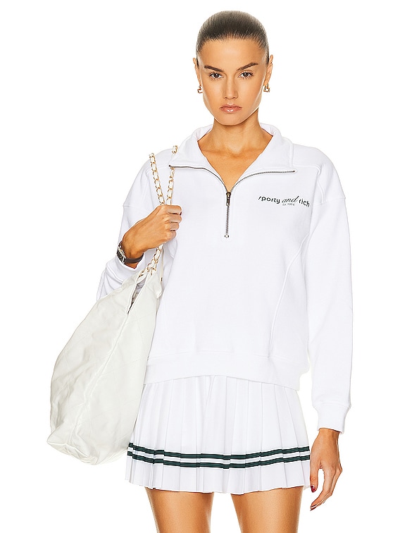 ★Sporty & Rich★ Tank Logo Half Zip-Up Sweatshirt White QZA Sporty & Rich - Tank Quarter Zip | HBX - Globally Curated