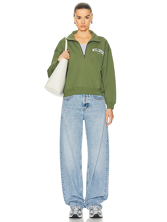ヴィ Sporty & Rich Wellness Ivy Quarter Zip Sweater in Moss | FWRD