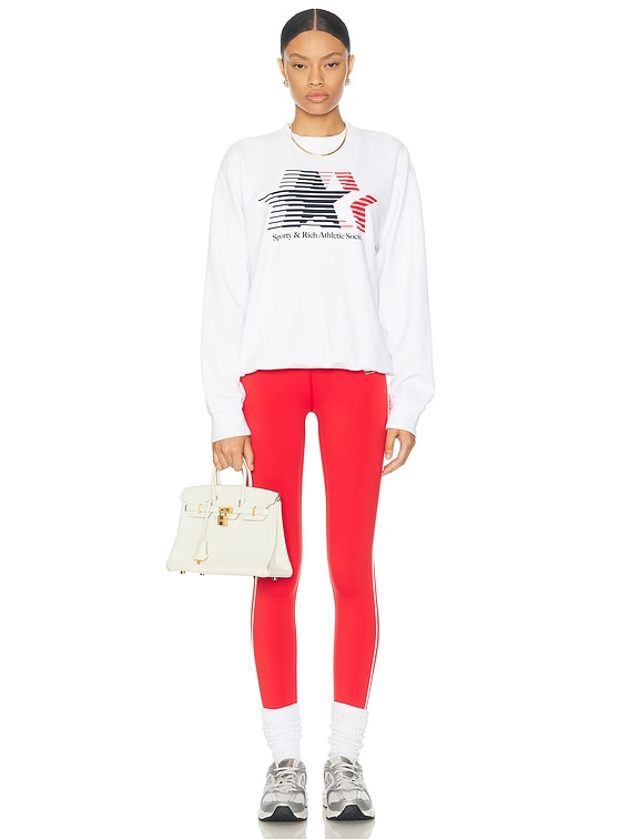 Sporty & Rich Athletic Society Crewneck Sweater in White | FWRD