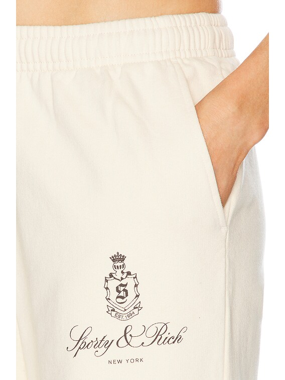 Sporty & Rich Vendome Straight Leg Sweatpant in Cream