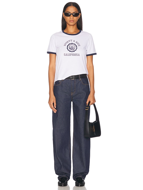 Sporty & Rich California Emblem Ringer Tee in White | FWRD