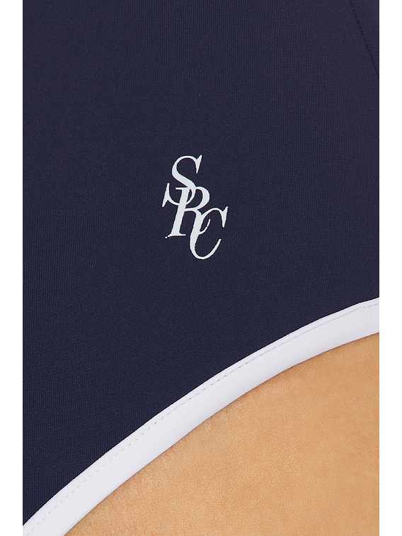 Sporty & Rich Diana One Piece Swimsuit in Navy & White | FWRD