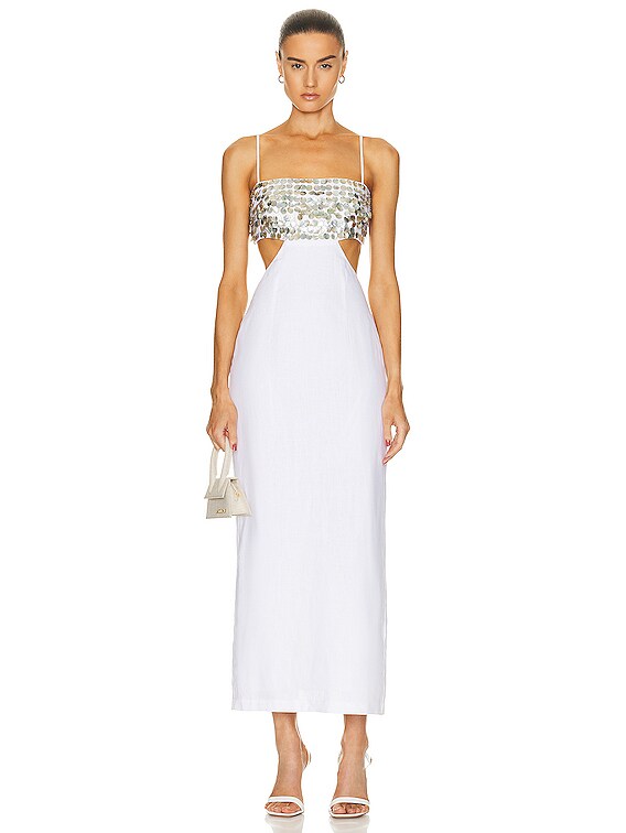 green emerald velvet dress Staud White Wells Dress main image 1