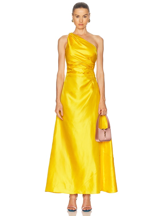 Staud Este Silk Dress in Sunset Gold | FWRD