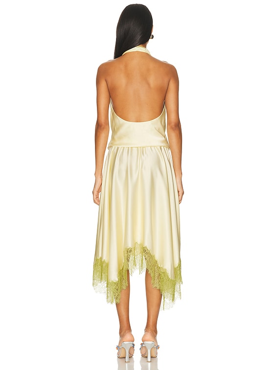 Staud Elira Silk Dress in Key Lime & Sprout | FWRD