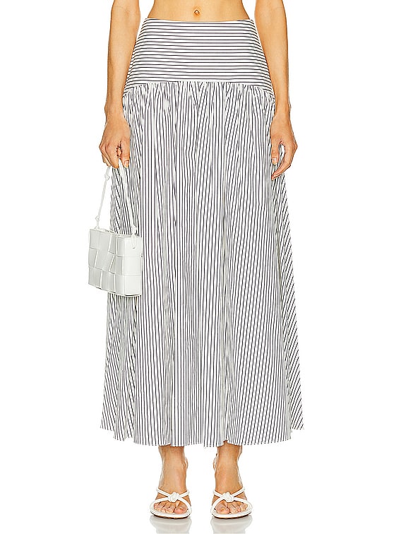 Staud Procida Skirt in Ivory Micro Stripe | FWRD