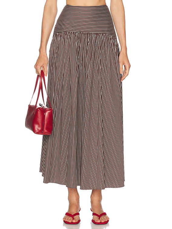 staud ivory and dark oak micro stripe cafu dress Procida Skirt in Staud romy