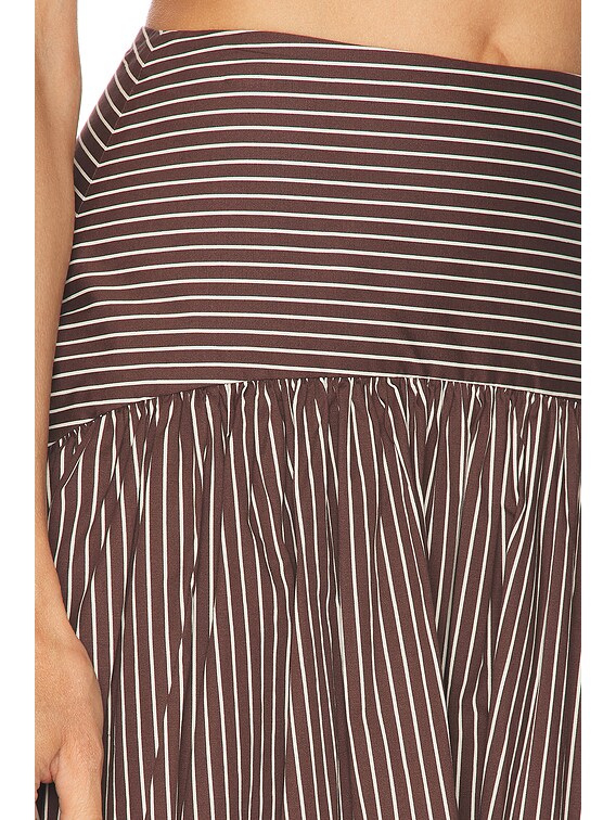Staud Procida Skirt in Dark Oak Micro Stripe | FWRD