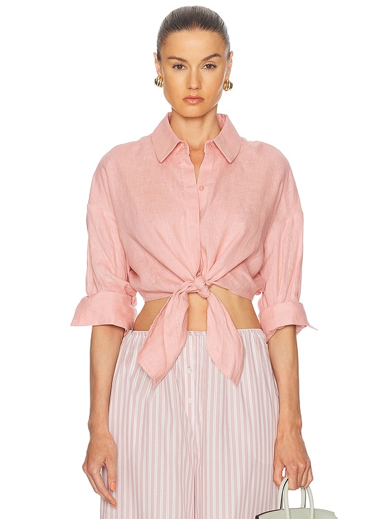Staud Lisa Linen Top in Faded Blush | FWRD